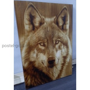 Картина Волк.30*42*1.5см.Натуральное дерево.Выжигание.